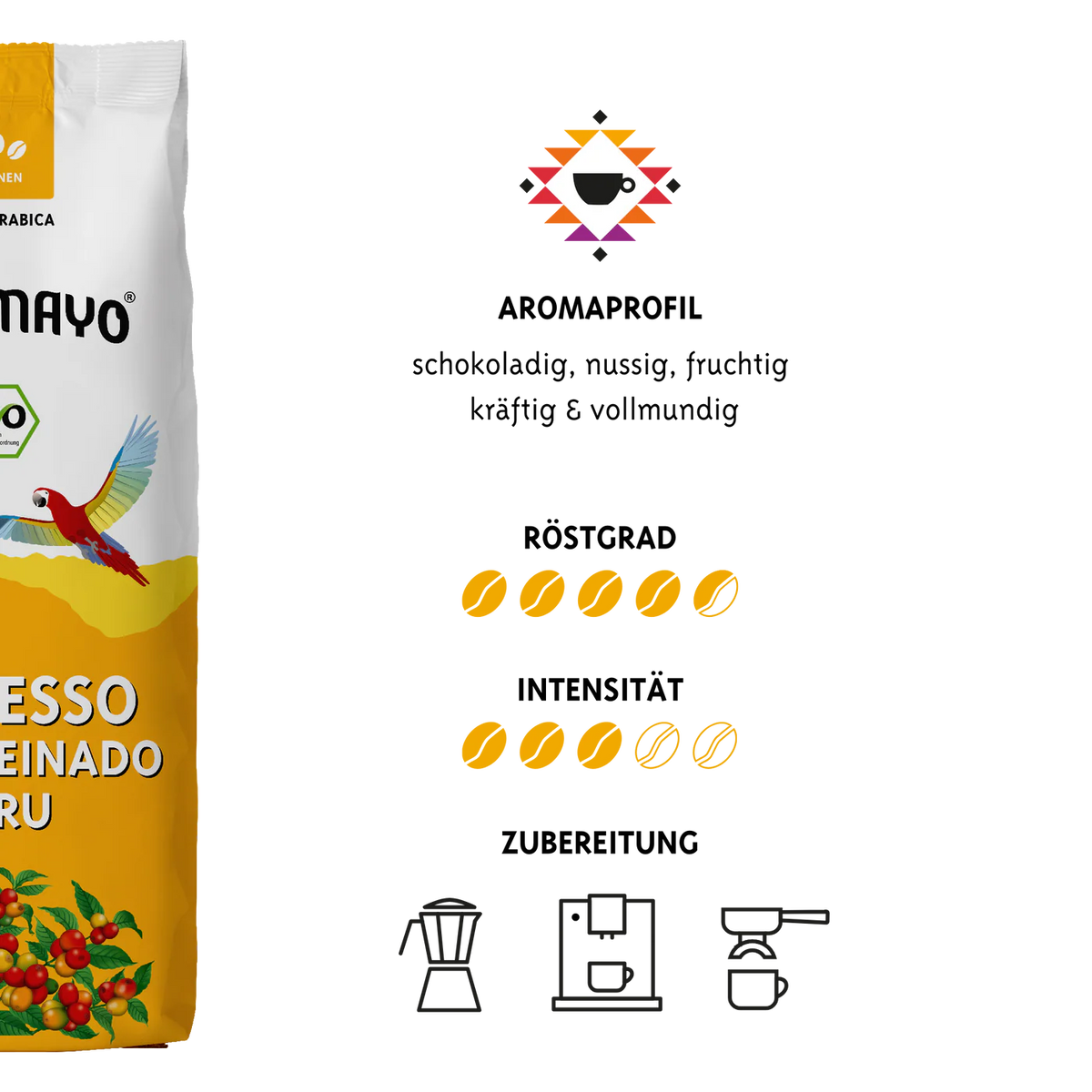 ALTOMAYO Bio Espresso Descafeinado Entkoffeiniert | Ganze Bohne 250g